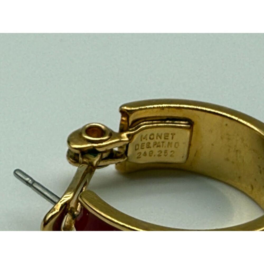 Monet red hoop earrings - Picture 3 of 6